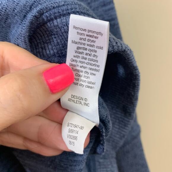 Athleta Blissful Cowl Neck Hoodie Sweatshirt Pullover Blue Top - Picture 5 of 7